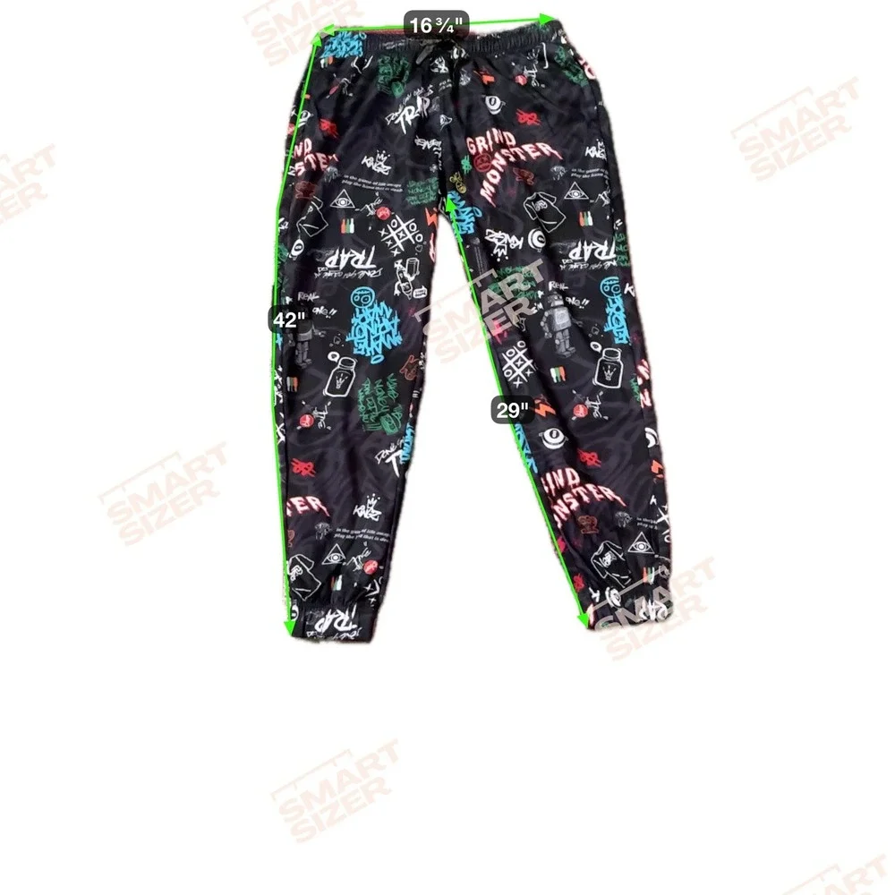 FRESH PRINCE OF BELAIR GRND‎ MONSTER Black Graffiti Jogger Drawstring XLARGE